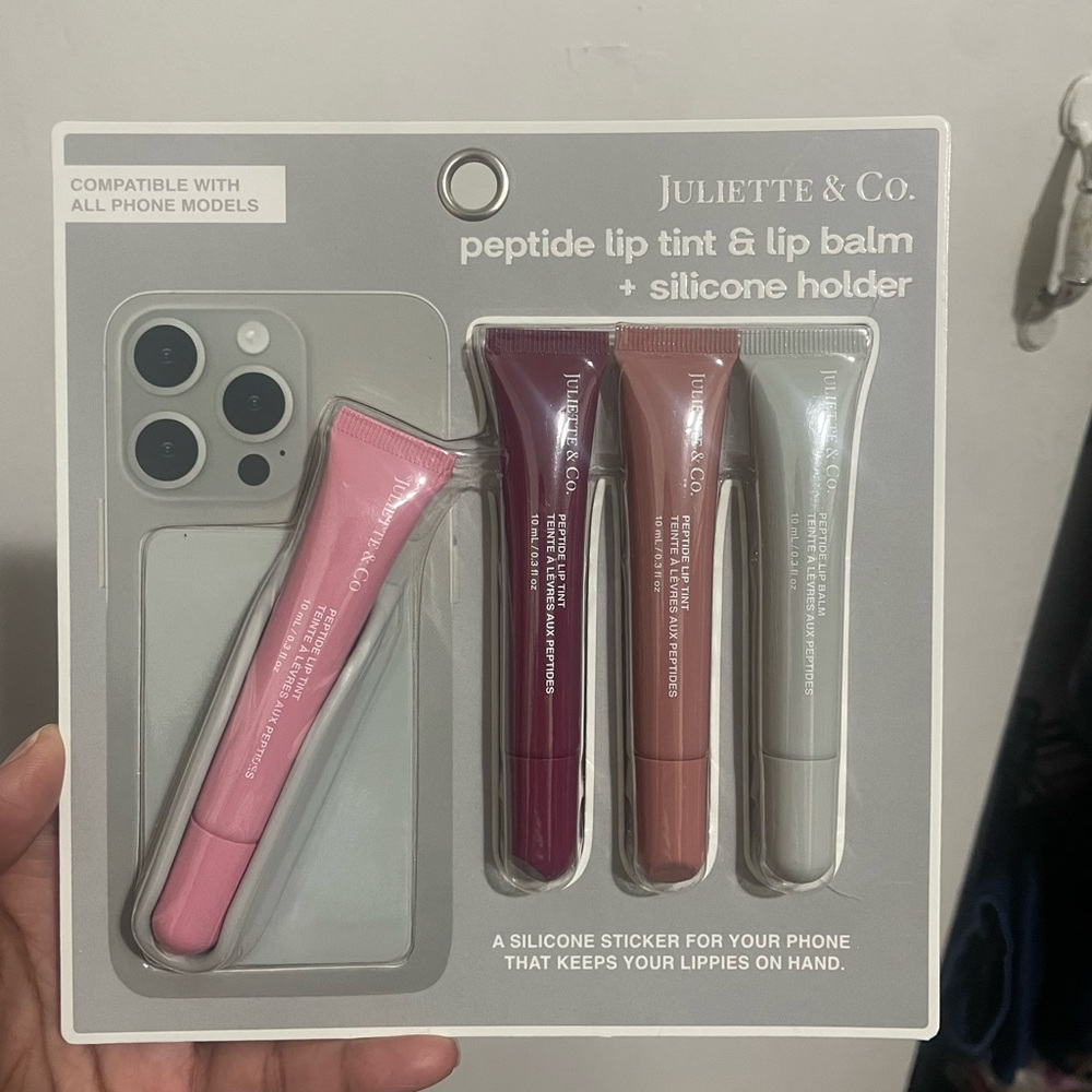 Peptide Lip Tint & Lip Balm Set - Pink, Plum, Nude, Silver